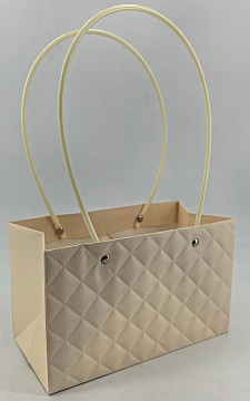 Пакет подарочный тисненый, 22*10.5*13.5 см., 10 шт./упак., жемчужный айвори