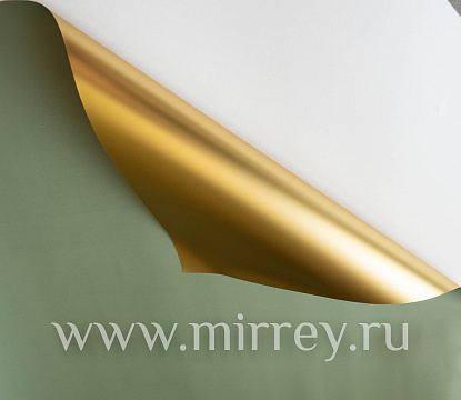 Упак. материал флористическая пленка с золотом, 70 мкр, 58 см х 10 м, зеленый