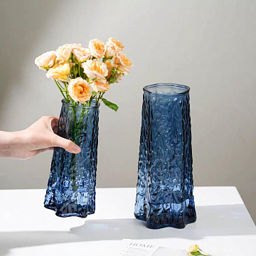 Ваза стеклянная D9 * H20 см, 1 шт., синий