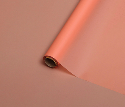 Упак. материал матовая пленка "Флёр", 53 мкр, 58 см х 10 м, медово-розовый
