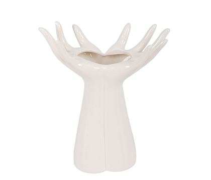 Ваза декоративная керамическая, цвет белый, 18*21,5 см