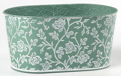 Декоративное овальное кашпо 22.5X13.5XH11.5CM 20X11СМ, бирюзовый, металл