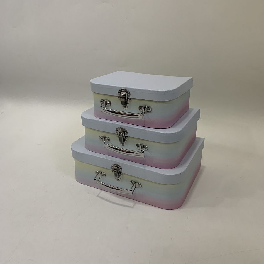 Набор коробок в виде сундука 30,2x21,9x9,5, 25x18,8x8,8 см, 20,2x16x8,2 см, 3 шт., градиент нежно-голубой/сиреневый