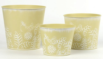Набор декоративных кашпо D17,5XH16CM BD13CM; D15XH13,5CM BD12CM; D13,5XH10,5CM BD10CM, 3 шт., св.желтый