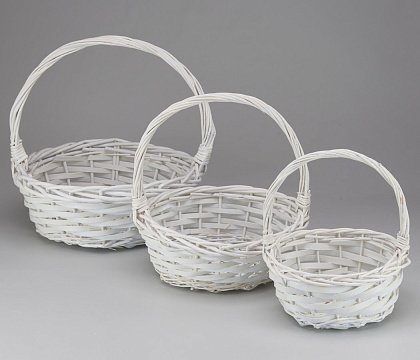 Н-р корзин плетеных (ива): 33*33*13*HH36, 28*28*11*HH31, 22*22*10*HH26, 3 шт., белый