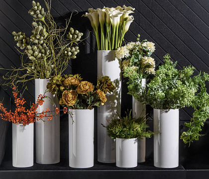 Ваза стеклянная D15 * H30,  1 шт., белый.