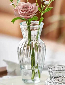 Ваза стеклянная D7 *H15, 1 шт., прозрачный