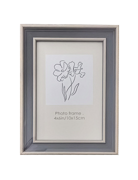 Фоторамка декоративная из пластика со стеклом, цвет серо-синий, 10x15 см