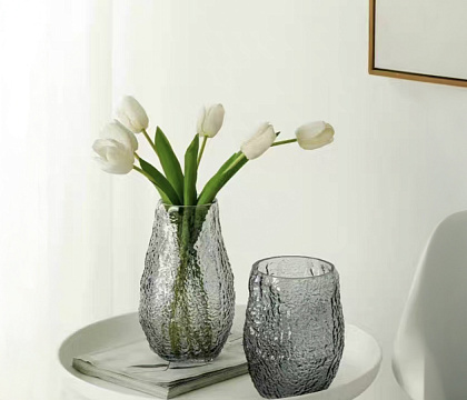 Ваза стеклянная 12 * 15 * H19,5 см, 1 шт., серый