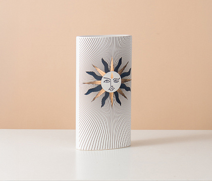 Керамическая декоративная ваза серия "Солнце", 14,5*7,5*26,5 см