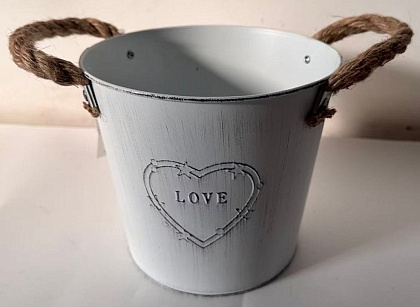 Кашпо металлическое 13*12*9,5 , 1 шт., белый