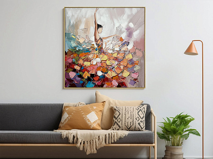 Картина "Карнавал", 80% ручная работа, рама пластиковая, 100*100*3,5