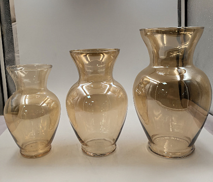 Ваза стеклянная D14 * H23 см, 1 шт., коричнево-золотой