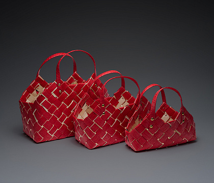 Набор корзин плетеных (секвойя): 37*25*25H 37HH, 33*19*18H 27HH, 27*14*14H 22HH, 3 шт., красный