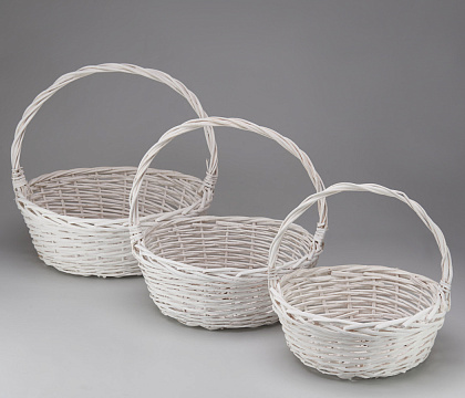 Набор корзин (ива): 42xH16xHH42, 37xH14xHH37, 32xH12xHH32, 3 шт., белый