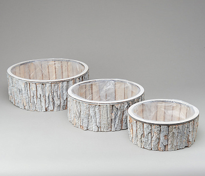 Набор кашпо деревянных 35 H13 B35, 30 H11.5 B30, 25 H10 B25, 3 шт.