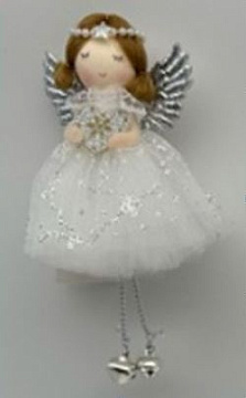 Новогоднее декоративное изделие подвеска "Фея", 14 см, белый