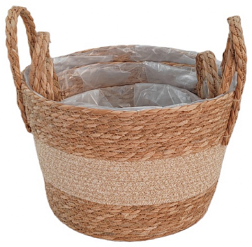 Набор корзин(рогоз): D30xH24 BD25, D27xH22  BD21, D24xH17 BD18, 3 шт.