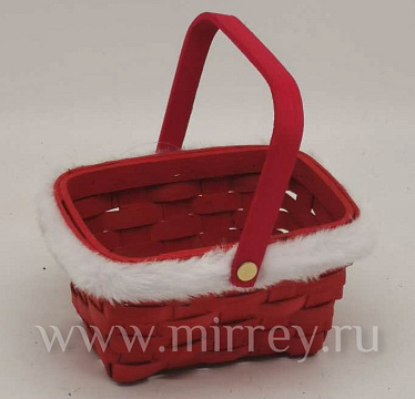 Корзина плетеная (секвойя), 15.5*12*7.5/25.5 см., 1 шт., красный