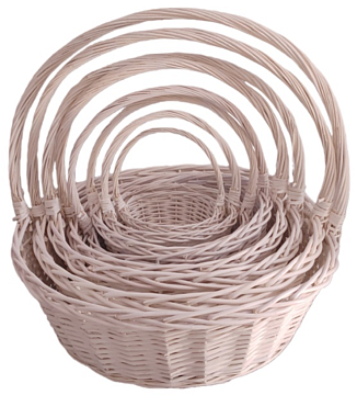 Набор корзин плетеных (ива): D67xH24xHH65 BD54, D61xH22xHH58 BD48, D54xH20xHH52 BD43, D47xH18xHH41 BD31, D40xH16xHH41 BD31, D33xH13xHH36 BD26, D27xH11