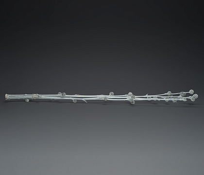 Декоративная бамбуковая ветка с шариками, 120 см, белый