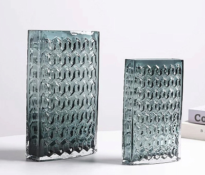 Ваза стеклянная D18 * H30,  1 шт., бирюзовый