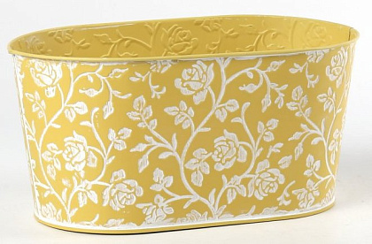 Декоративное овальное кашпо 22.5X13.5XH11.5CM 20X11СМ, желтый, металл