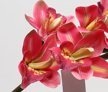 Цветок искусственный декоративный "Орхидея", 82 см., 8 соцветий, темно-розовый