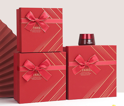 Набор коробок подарочных 19*19*9,5, 17*17*8, 15*15*6,5, 3 шт., красный