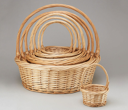 Набор корзин плетеных (ива) D72, D62, D53, D45, D38, D32, D26, D20, 8 шт., выбеленный