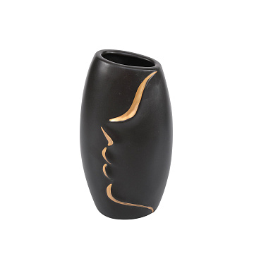 Ваза керамическая, цвет черно-золотой, 12,5*9*23,5 см