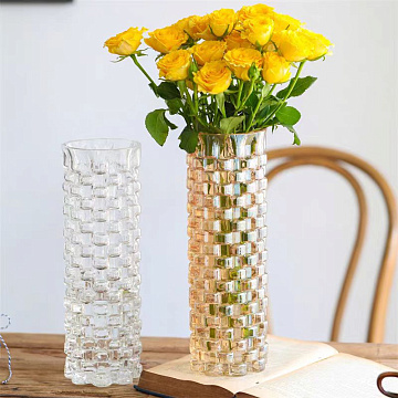 Ваза стеклянная D10 * H30,  1 шт., янтарный