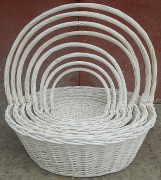 Набор корзин плетеных (ива), 88*88*30*83, 80*80*27*76, 72*72*24*69, 64*64*22*62, 56*56*20*55, 48*48*18*48, 41*41*16*42, 34*34*14*36 см, 8 шт., белый
