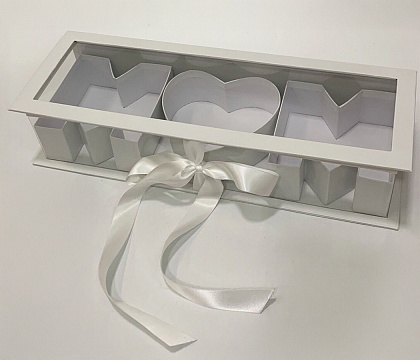 Коробка под цветы "Мама" 44,5x15,5x9,7см, 1 шт., белый