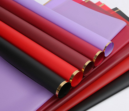 Упак. материал флористическая пленка "Золотой кант", 58х58 см, красный, 20 листов /упак