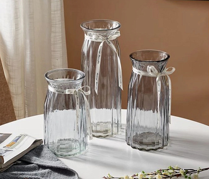 Ваза стеклянная 10,3*11,5*30 см, 1 шт., прозрачный