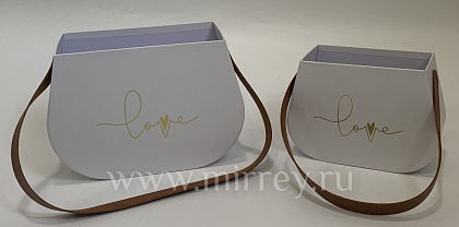 Набор коробок с кожаной ручкой "Дамское счастье", 24.2x10.1x17cm, 18.8x8.1x13.5cm, 2 шт., белый