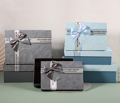 Набор коробок подарочных 29*21*9,5, 26*19*8, 23*17*6,5 см, 3 шт., светло-серый