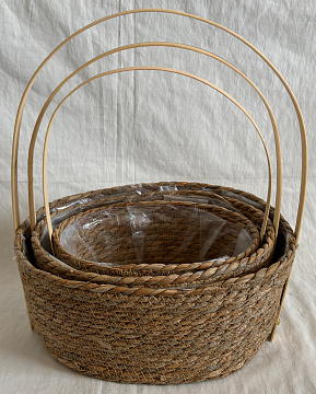  Набор корзин плетеных (рогоз), 35x27x16x40 см, 31x23x14,5x37 см, 27x19x13x34 см, 3 шт.