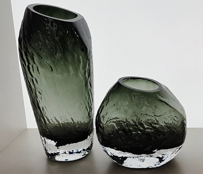 Ваза стеклянная D18 * H17,  1 шт.,серый