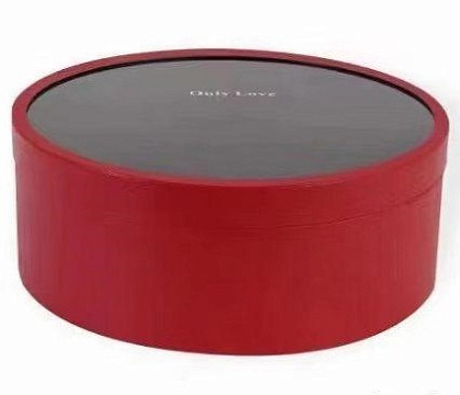 Коробка для цветов круглая с крышкой 38*36*15 см, 1 шт., красный