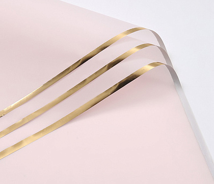 Упак. материал флористическая пленка "Золотой кант", 58х58 см, светло-розовый, 20 листов /упак