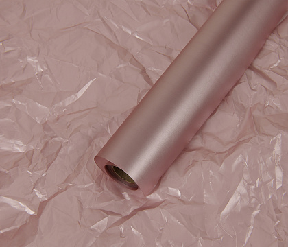 Упак. материал флористическая пленка с перламутровым эффектом, 50 мкр, 57 см х 10 м, светло-розовый