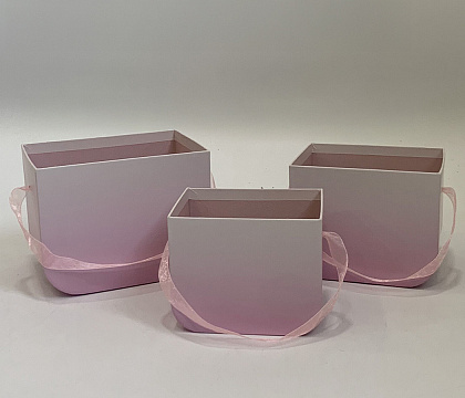Набор коробок под цветы Сумочки "Be happy" 16,5x12x12,5 см, 14x11x11,5 см, 12,5x9x10 см, 3 шт., розо