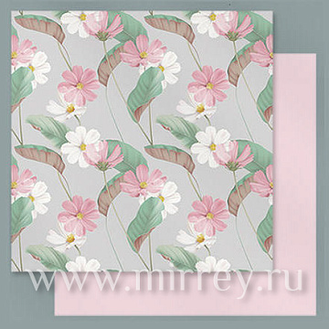  Дизайнерская бумага "Flowers", 53см х 53см, 100г/м2, 10 листов /упак, розовый
