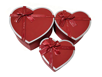 Набор коробок в виде сердца "Влюбленное сердце" 22*20*9, 19*17*7,5, 16*14*6 см, 3 шт., красный