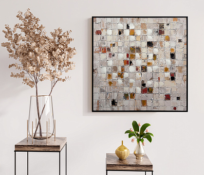 Картина "Абстракция", 30% ручная работа, рама пластиковая, 80*80*3,5