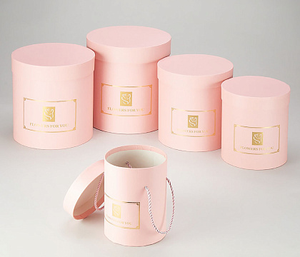 Набор коробок 24,5x25H cm, 23x23H cm, 21x21H cm, 18x19H cm, 14*17H cm, 5 шт., розовый
