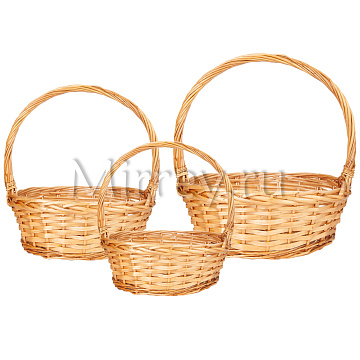 Набор плетеных корзин (ива) 38x30x13/40 см, 32x25x12/36 см, 27x20x10/30 см, 3 шт., натуральный