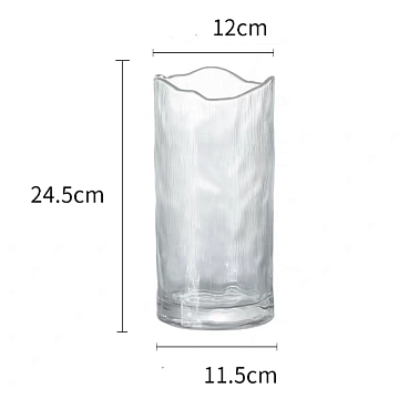 Ваза стеклянная D12 * H25 см, 1 шт., прозрачн.